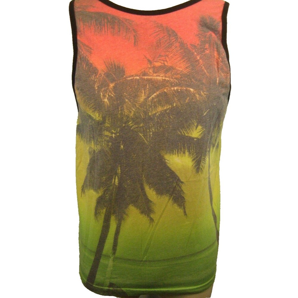 Womens Blue Crown Cotton Blend Jersey Floral Tank Top sz Med